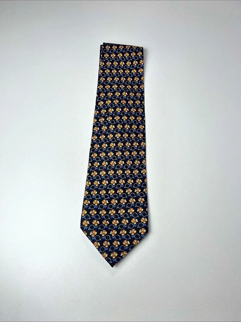 Parksden  Floral Silk Tie in Black & Orange Like New